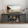 70" Farmhouse TV Stand for 75" TVs, Sliding Barn Door Entertainment Center with Cabinets & Open Storage - 2 of 4