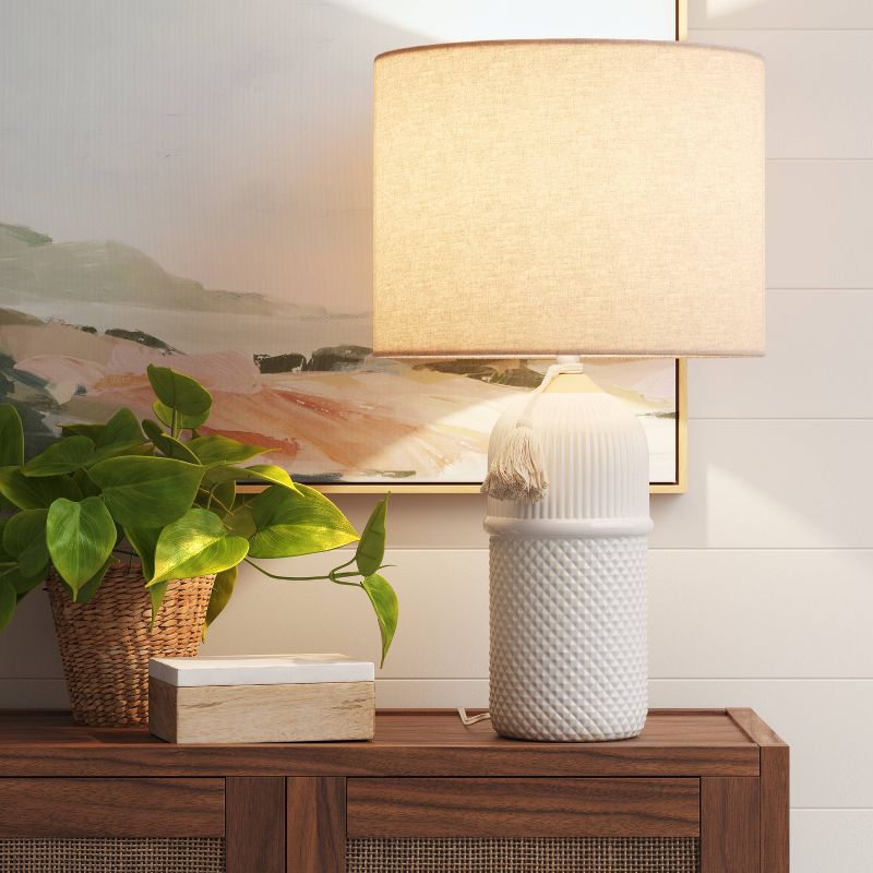 Large Assembled Ceramic Table Lamp White - Threshold™, 3 of 13