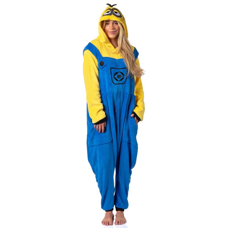 Despicable Me Men's Minions Costume Kigurumi Character Union Suit Outfit Yellow, 3 of 7