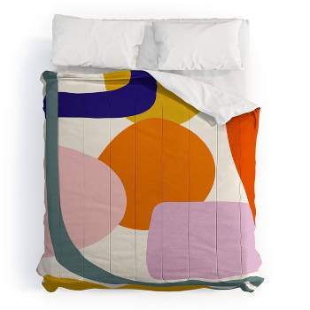 Deny Designs Lane and Lucia Rainbow Collage Comforter Bedding Set Cream