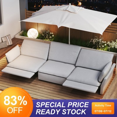 Luck Live sectional couches for living room electric functional corduroy three motor sofa with USB interface