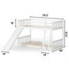 Costway Twin over Twin Bunk Wooden Low Bed with Slide Ladder for Kids - 3 of 4