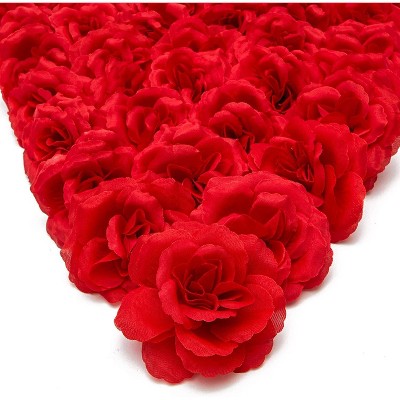 Bright Creations 50-Pack Red Artificial Flower Heads Silk Rose for Weddings, Decor, DIY Crafts, 3 Inches