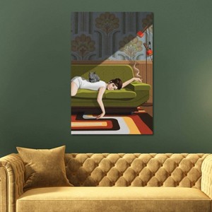 iCanvas Waiting Game by ArtcatIllustrated Canvas Print Wall Art - 1 of 3