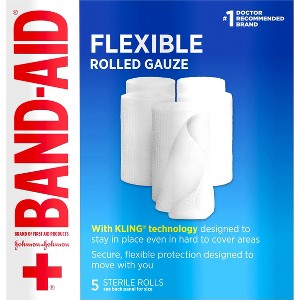 Band Aid Brand Flexible Rolled Medical Gauze, 3 in x 2.1 yd, 5 ct - 1 of 4