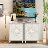 HDZNVF 31.9" Sideboard Buffet Cabinet With Storage - Sliding Door, Adjustable Shelf, Display Stands - 2 of 4