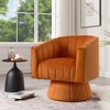 Beautyolove Modern Orange Velvet Upholstered Comfy Swivel Barrel Chair with Tufted Back and Solid Wood Base - 2 of 4