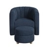 Boucle Upholstery Solid Wood Swivel Modern Accent Chair with Ottoman, Foam Padding, Attached Cushions, 360-Degree Swivel - 2 of 4