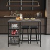 Tangkula 3PC Dining Table Set Pub Bar Table Set 3 Tier Storage Shelves with 2 Pub Stools Upholstered - 2 of 4