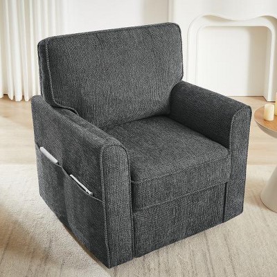 TiramisuBest 360 degree Swivel Chair Accent Barrel Armchair Swivel Sofa Chair with Side Pockets for Living Room, Bedroom and Office