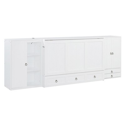 TiramisuBest Queen Size Murphy Bed with USB Port - White Particle Design