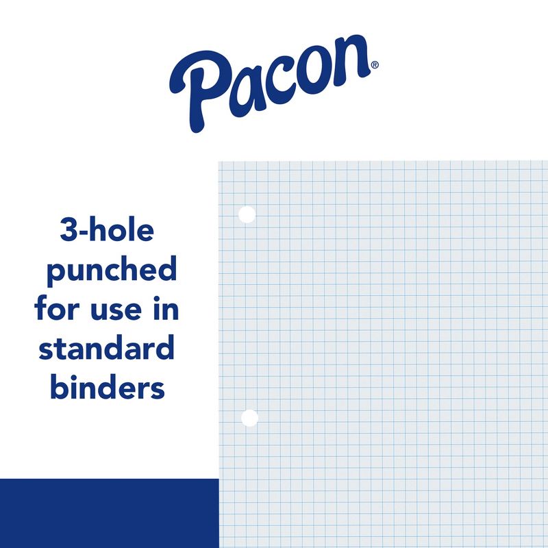 Pacon® Graphing Paper, White, 3-Hole Punched, 1/4" Quadrille Ruled, 8" x 10-1/2", 80 Sheets Per Pack, 6 Packs, 4 of 5