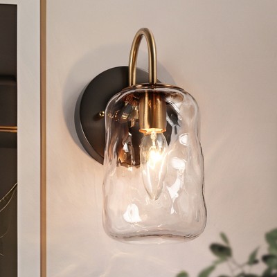 LNC Erharting Polished Gold and Ripple Glass Mason Jar Modern/Contemporary Vanity Lights, 1 Light/ 2 Light/3 Light/4 Light