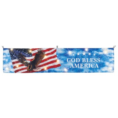 Collections Etc LED Lighted God Bless America Bald Eagle Patriotic Banner