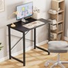 FONTOI Modern Writing Desk X-Shaped Reinforcement Legs Home Office Computer Table Sleek Design for Small Spaces Bedroom, Black, 34.44"*22.44"*2.36" - 2 of 4