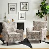 Set of 2 Vincent Wooden Upholstered Armchair with Fabric Pattern and Wingback Design for Bedroom| ARTFUL LIVING DESIGN - 2 of 4