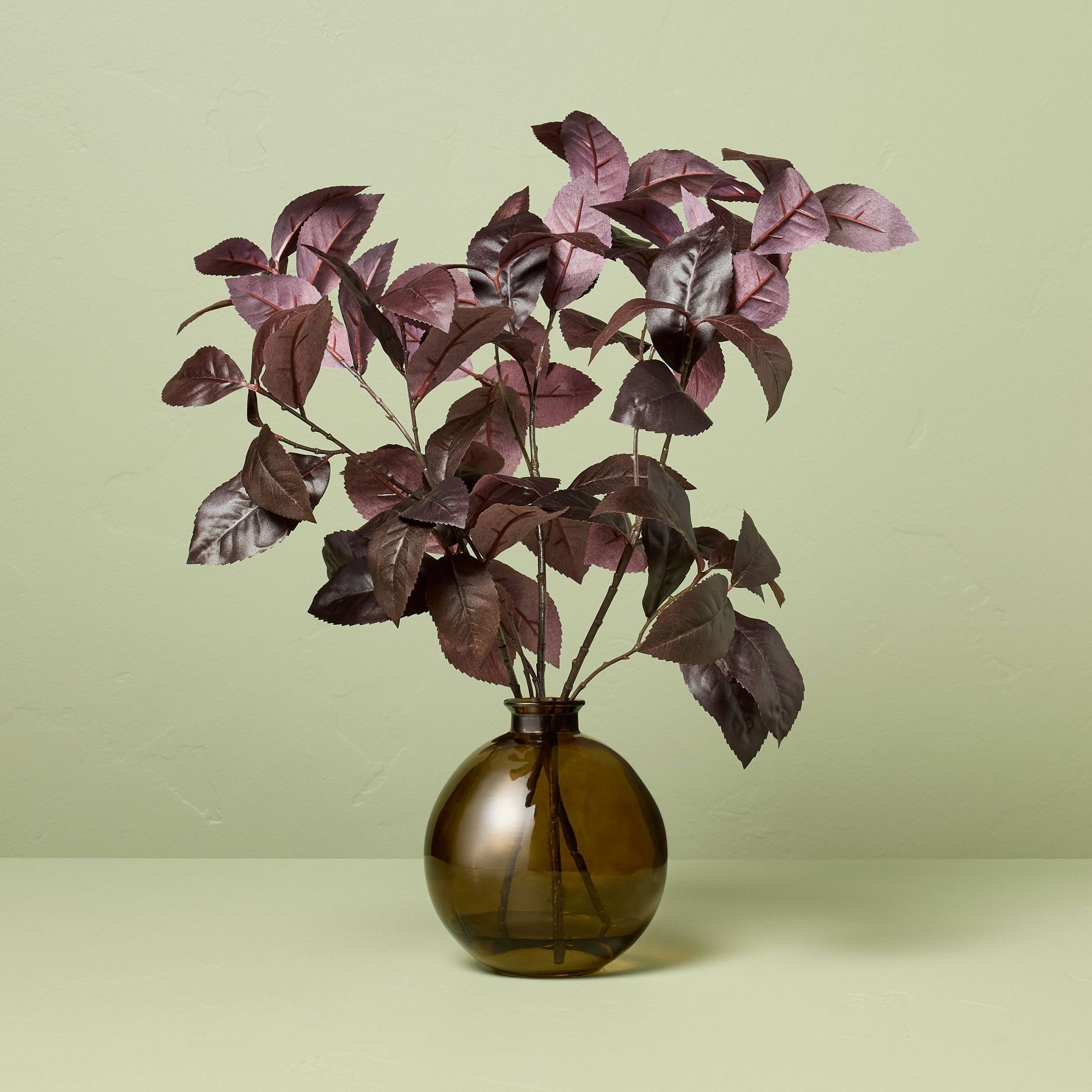 15.5" Black Plum Leaf Artificial Fall Arrangement - Hearth & Hand™ with Magnolia