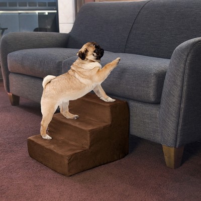 Brown High-Density Foam 3-Step Pet Stairs