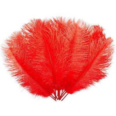 Bright Creations 12 Pack Red Ostrich Feather Plumes 12 14 Inches for Crafts, Home, Wedding & Party Decorations