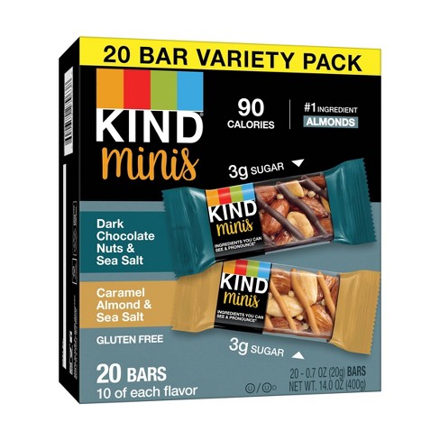 Kind Minis Dark Chocolate & Caramel Almond 20ct : Target