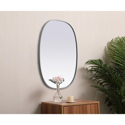 Silver Metal Framed Oval Full Length Vanity Mirror