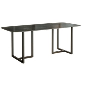 Lesly Black Tabletop With Gold Texture Dining Table for Kitchen Dining Room - 1 of 4