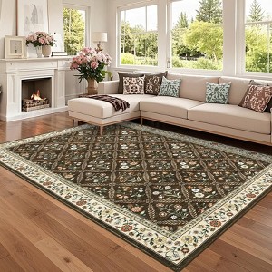 Modern Foldable Area Rugs, Vintage Striped Washable Low Pile Carpet Indoor Easy Care Soft Non Slip Rug for Bedroom Living Room Entryway - 1 of 4