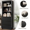 EcoSummer 70" Industrial Bookshelf with 3 Open Shelves & Drawers, Tall Bookcase for Living Room, Office, Black Finish - 3 of 4