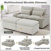 Upholstered Loveseat 2-Seater Sectional Convertible Sofa Bed Double Chaise Lounge with 2 Movable Ottomans, USB Ports & Cup Holders - ModernLuxe - 3 of 4
