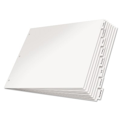 Cardinal Paper Insertable Dividers 8-Tab 11 x 17 White Paper/Clear Tabs 84815