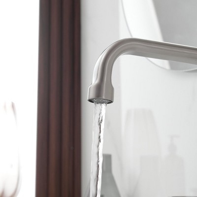 Brushed Nickel 8-inch Widespread Double Handle High-Arc Bathroom Faucet