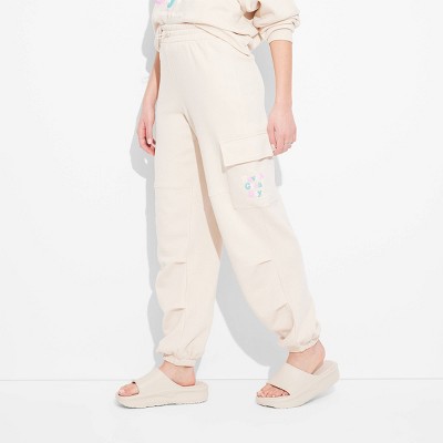 Women's Great Day SmileyWorld Graphic Joggers - Beige XS
