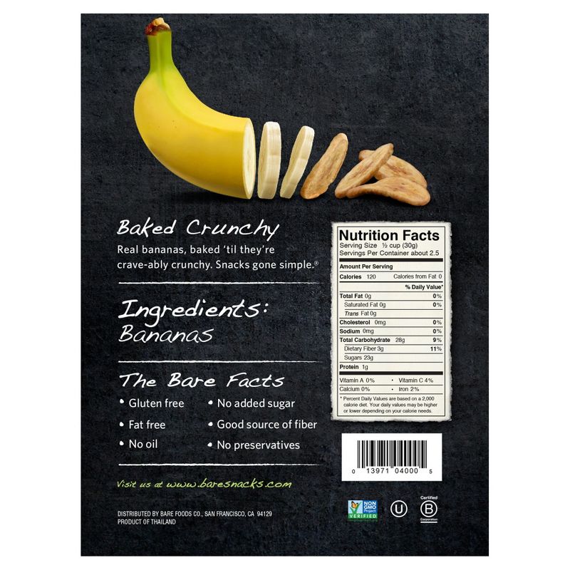 Bare Baked Crunchy Simply Banana Chips - 2.7oz, 3 of 6