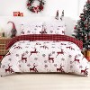 Christmas Duvet Cover Set, Boho Reindeer Print, Soft Breathable Microfiber, 3-Piece with 2 Pillow Shams, Button Closure, 8 Corner Ties - 3 of 4