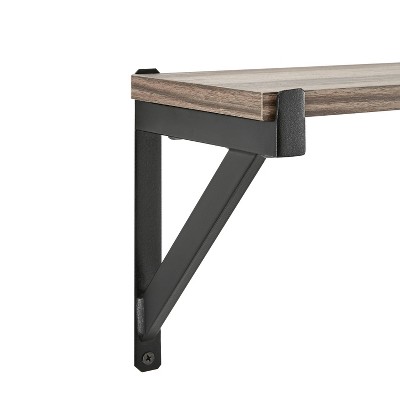 Elegantly Industrial Black Iron & Distressed Wood Floating Shelf