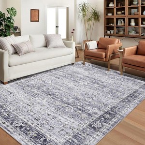 Washable Vintage Runner Rug – Low-Pile Non-Slip Floral Hallway Carpet for Kitchen, Entryway, Laundry - 1 of 4