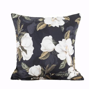 Ellis Curtain Magnolia Unique Floral Design Zipper Closure Pillow Shell 18" x 18" Black - 1 of 4