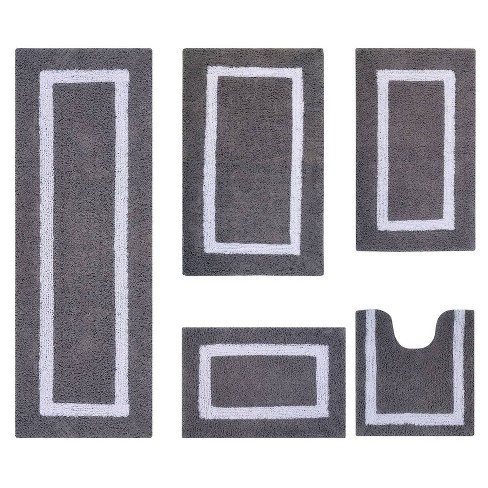 Better Trends 100% Cotton Lux Collection Bath Mats, Gray Bath Mat - Tufted,  Reversible & Absorbent & Machine Washable Bath Mats for Bathroom Floor