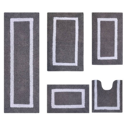 20x60 Home Heathered Hotel Bath Rug Runner Black/White - Vcny