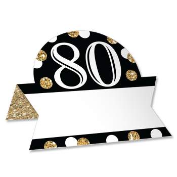 Big Dot of Happiness Adult 80th Birthday - Gold - Birthday Party Tent Buffet Card - Table Setting Name Place Cards - Set of 24