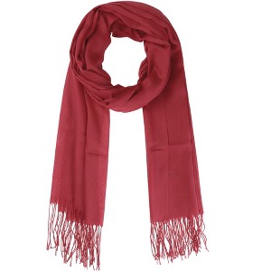 INSPIRE CHIC Gender Neutral Plain Cashmere Imitation Winter Warm Solid Color Fringe Long Scarves 1Pc - 1 of 4