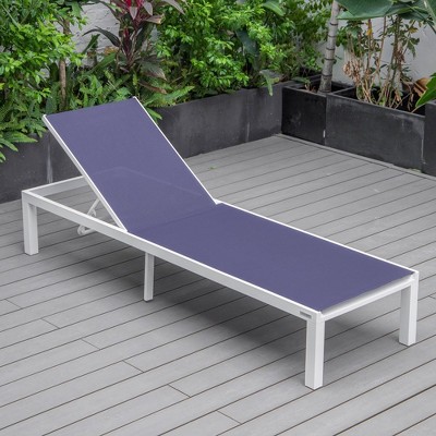 Navy Blue Aluminum Outdoor Chaise Lounge with Adjustable Backrest