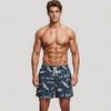 Anna-Kaci Swim Men's Shark Print Swim Trunks with Camouflage Background Drawstring Waistband and Side Pockets - 3 of 4