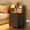 KWPZQEB Night Stand Bedside Charger Bedroom - Side Table with USB Ports & LED Light, Adjustable Shelf & Barn Door, Rustic End Table - 4 of 4