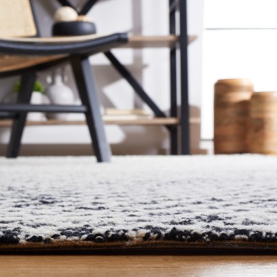 Hand-Tufted Elegance Square Black and Ivory Wool Rug