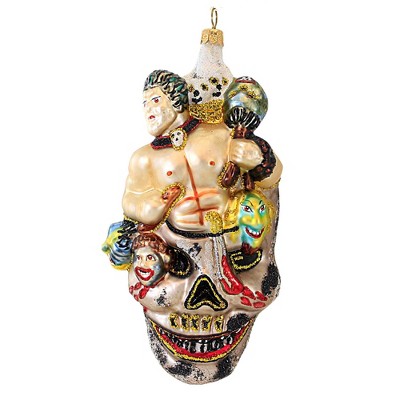 Larry Fraga 8.0 Inch Head Slayer Halloween Tree Ornament , Halloween Ornament Skulls Blood (1PC)