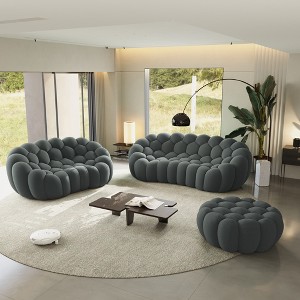 WJSHome Bubble Sofa Curved Couch Set, Breathable Mesh Fabric Modular Sectional Sofa (2 Seater, 3 Seater, Ottoman) - 1 of 4