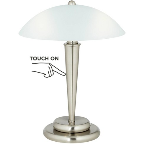 metalen zout incompleet 360 Lighting Modern Desk Table Lamp 17" High Touch On Off Brushed Steel  White Frosted Glass Dome Shade For Bedroom Bedside Office : Target
