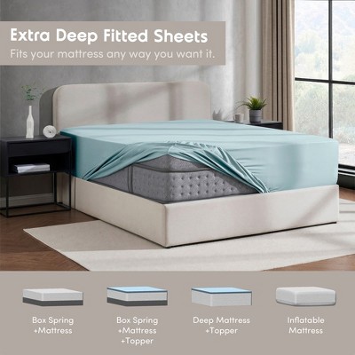 Light Blue Queen Microfiber Deep Pocket Fitted Sheet