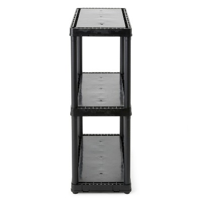 Black 24'' 3-Tier Plastic Storage Shelving Unit